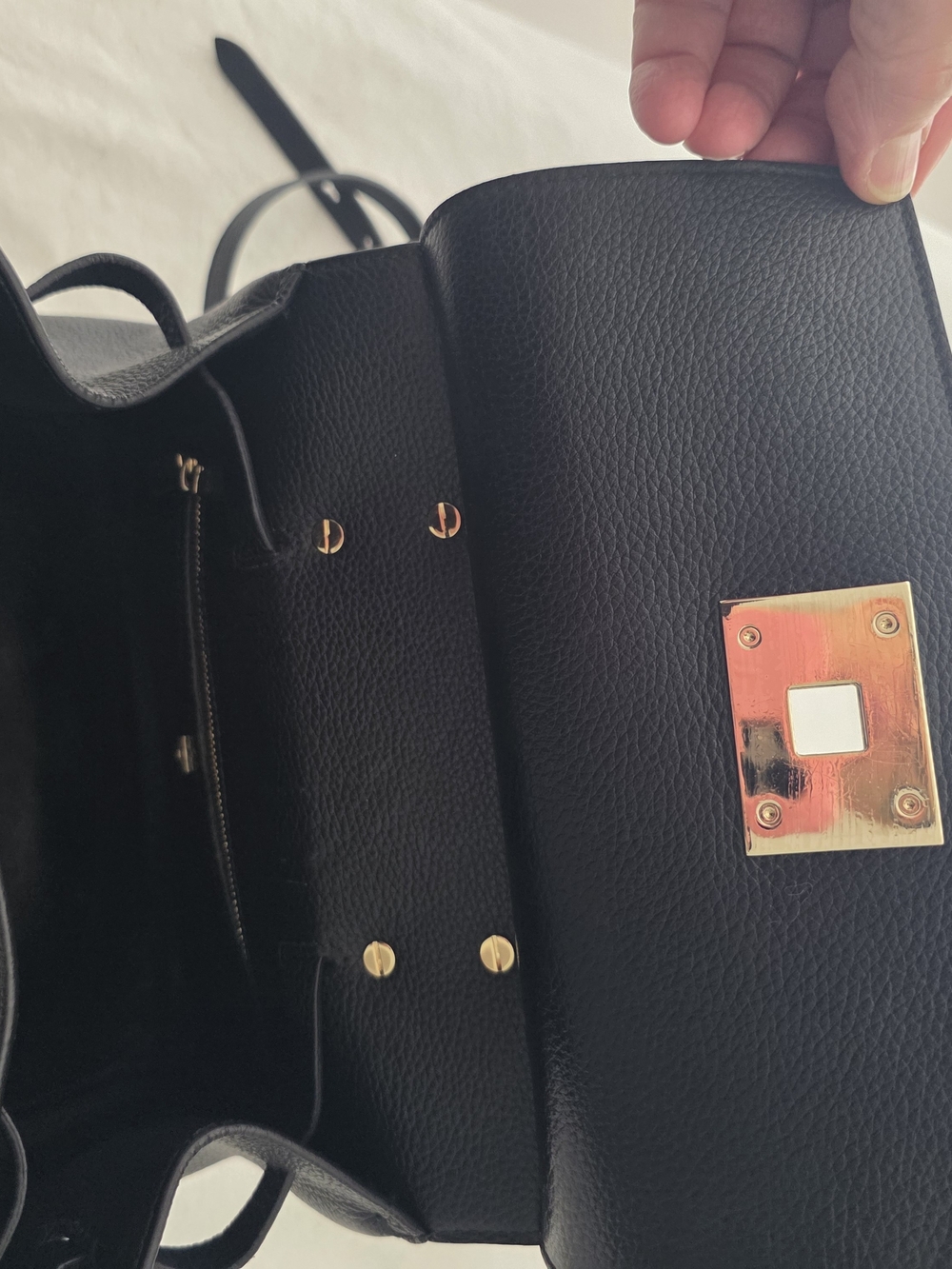 Salvatore Ferragamo Black Leather Satchel with Gold Hardware - Picture 5 of 5